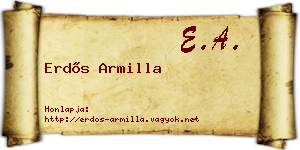 Erdős Armilla névjegykártya